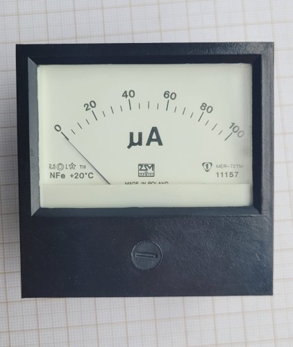 EL-50 Mikroamperomierz Mera MER-72TM 100 µA – analogowy, PRL.jpeg