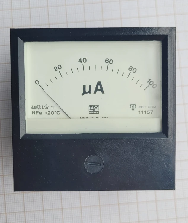 EL-50 Mikroamperomierz Mera MER-72TM 100 µA – analogowy, PRL.jpeg